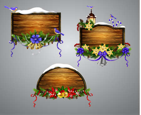 Vector wooden christmas boardのイラスト素材