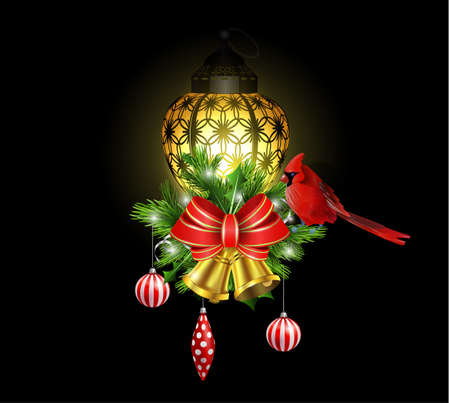 Christmas decoration with street lightのイラスト素材