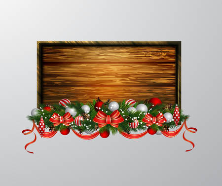 Vector wooden Christmas boardのイラスト素材