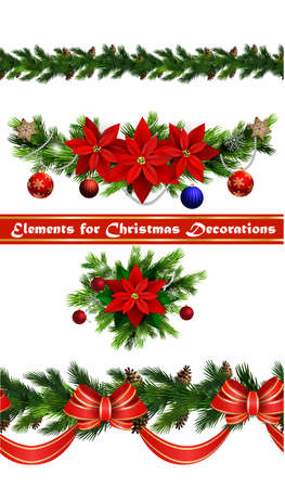 Vector Christmas border on white background illustration.のイラスト素材