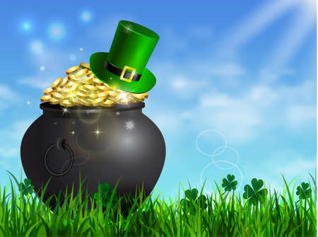 St. Patrick s Day symbol green potのイラスト素材