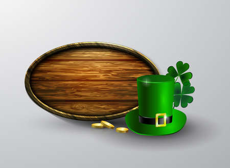 St. Patrick s Day symbol empty wooden board for your design Vector illustrationのイラスト素材