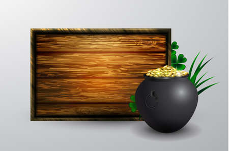 St. Patrick s Day symbol empty wooden board for your design Vector illustrationのイラスト素材