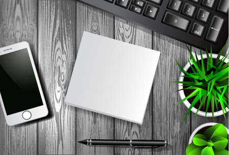 Modern workspace vector set with stationeryのイラスト素材