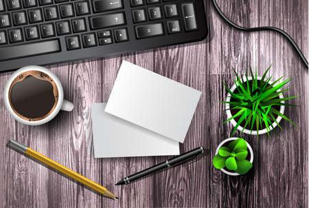 Modern workspace vector set with stationeryのイラスト素材