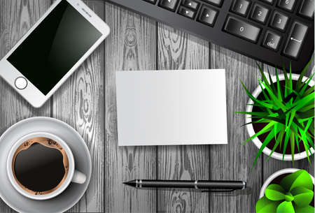 Modern workspace vector set with stationeryのイラスト素材