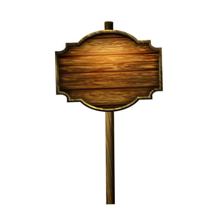 Wooden sign board isolated on white, Vector illustration.のイラスト素材