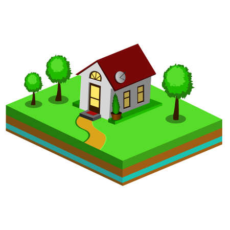 Beautiful small isometric house vector illustration.のイラスト素材