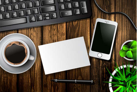 Modern workspace vector set with stationeryのイラスト素材