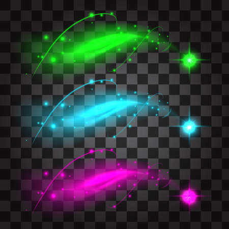 Realistic elements with colored flashesのイラスト素材