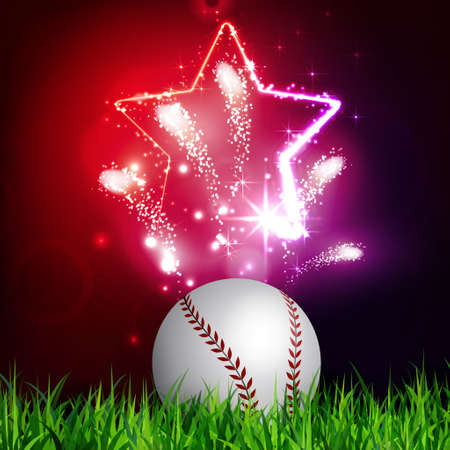 Baseball ball on grassのイラスト素材