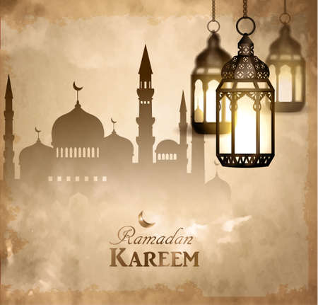 Gold vintage luminous lanternのイラスト素材