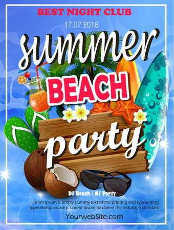 Vector Summer Beach Party Flyer Designのイラスト素材