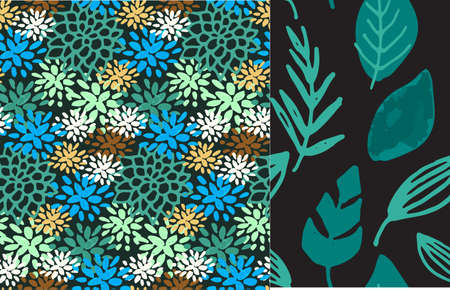 Vector hand drawn floral pattern, delicate flowers