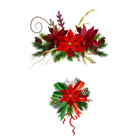Christmas festive decoration from christmas tree branches vectorのイラスト素材