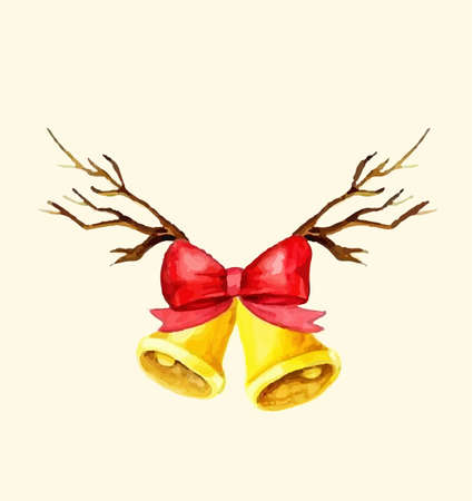 Christmas bells. Watercolor illustration. Vector isolated on whiteのイラスト素材