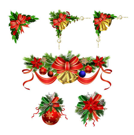 Christmas festive decoration from christmas tree branches vectorのイラスト素材