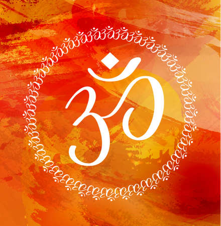 Modern Decorative floral color mandala vector round Shapes. Vector illustration on watercolor backgroundのイラスト素材