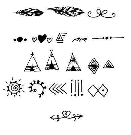 Tribal doodle hand drawn vector arrows on a backgroundのイラスト素材