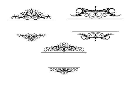 Vintage vector swirl frame set on whiteのイラスト素材