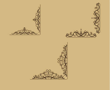 Swirl floral design corner vintage set old style Vectorのイラスト素材