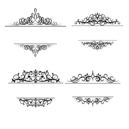 Vintage vector swirl frame set on whiteのイラスト素材