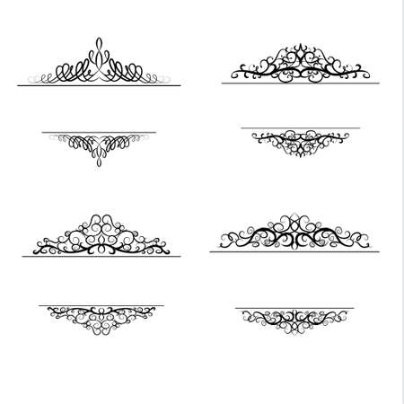 Vintage vector swirl frame set on whiteのイラスト素材