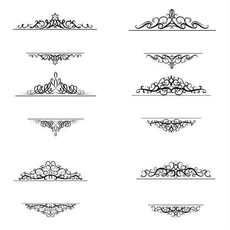 Vintage vector swirl frame set on whiteのイラスト素材