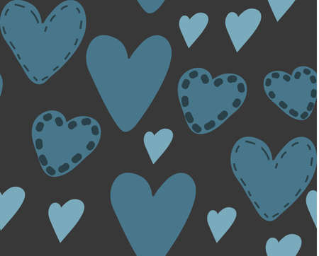 Abstract seamless pattern of hearts on grey background. Image for a poster or cover. Vector illustration. Repeating texture. Figure for textiles.のイラスト素材