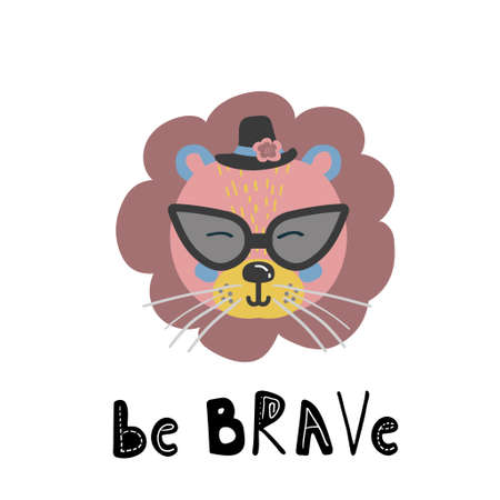 Cute cartoon little animal Childish print for nursery, kids apparel,poster, postcard. Vector Illustrationのイラスト素材