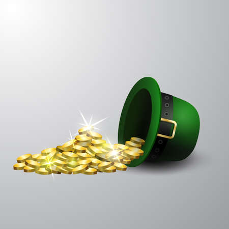 Green St. Patrick's Day hat with gold coins isolated on white background vectorのイラスト素材