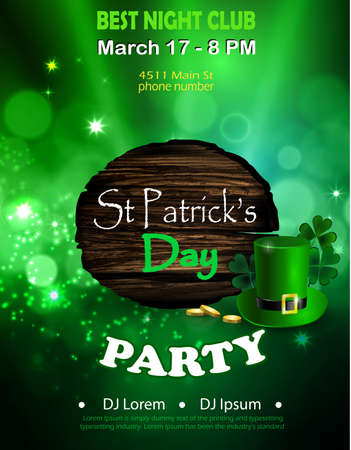 Irish holiday Saint Patricks Day. Party poster, disco night placardのイラスト素材