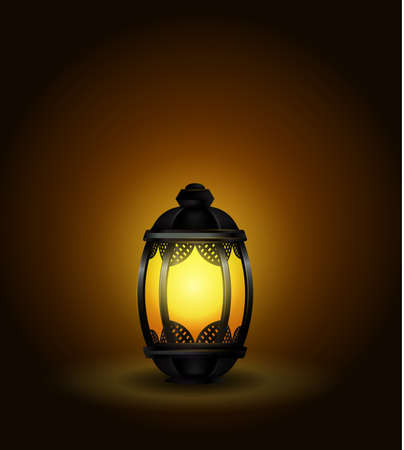 Ramadan Kareem Lantern or Fanous in a Dark Glowing Background Vector Illustrationのイラスト素材