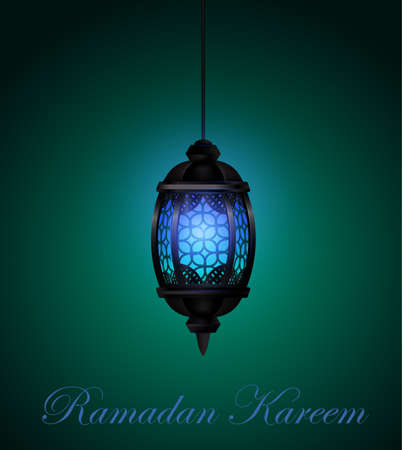 Ramadan Kareem Lantern or Fanous in a Dark Glowing Background Vector Illustrationのイラスト素材