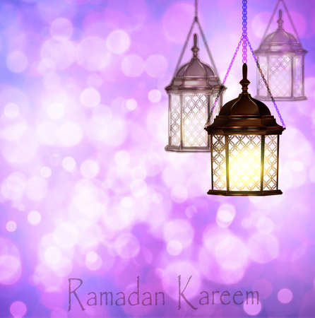 Intricate Arabic lamps with lightsのイラスト素材