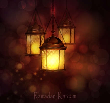 Intricate Arabic lamps with lightsのイラスト素材