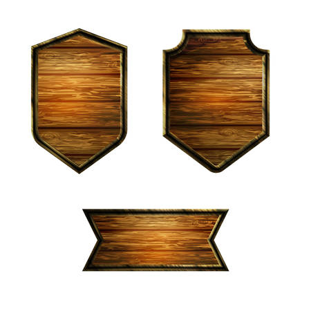 Vector realistic illustration of wooden signboardのイラスト素材