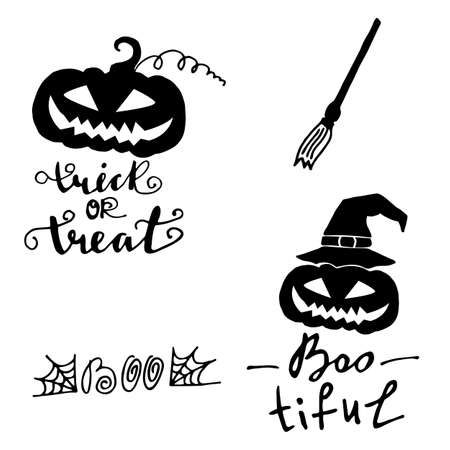 Happy halloween. Hand drawn creative calligraphyのイラスト素材
