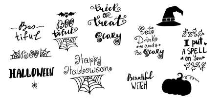 Happy halloween. Hand drawn creative calligraphyのイラスト素材