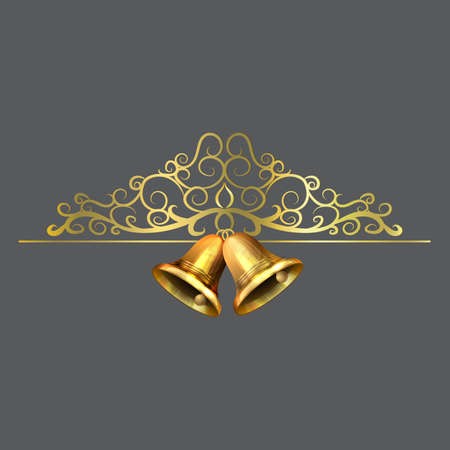 Christmas decoration with golden swirl and bellsのイラスト素材