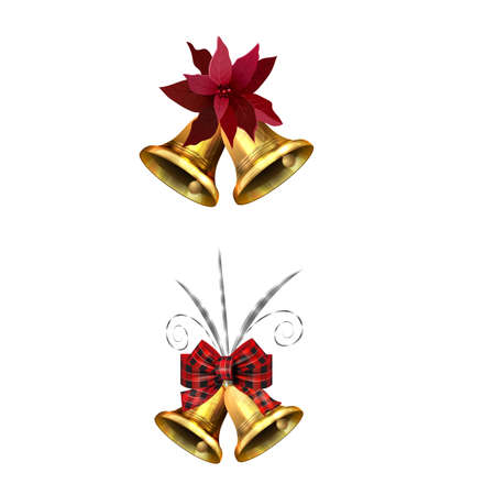 Christmas decorations with fir tree golden jingle bellsのイラスト素材