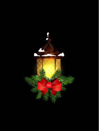 Christmas decoration with street light cpllectionのイラスト素材