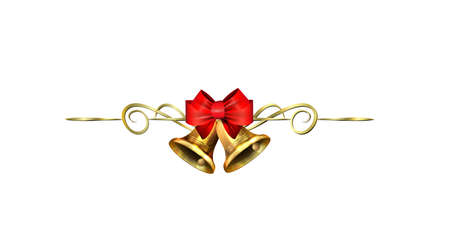 Christmas decorations with fir tree golden jingle bellsのイラスト素材