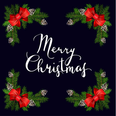 Vector. Christmas decoration: evergreens frame isolatedのイラスト素材