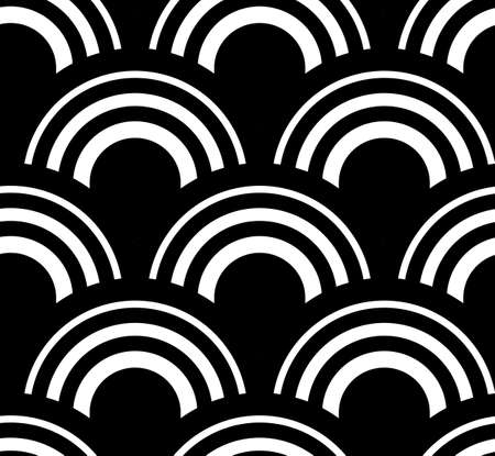 Traditional japanese waves ornament in black and white seamless patternのイラスト素材