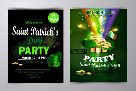 St. Patricks Day poster set Vector illustrationのイラスト素材