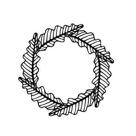 Circle floral borders. Sketch frames, hand-drawn with ink. Vector illustration.のイラスト素材