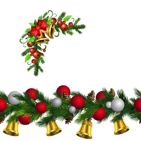 Christmas Holly brunches decoration vectorのイラスト素材