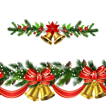 Christmas Holly brunches decoration vectorのイラスト素材