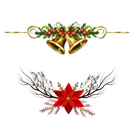 Christmas Holly brunches decoration vectorのイラスト素材
